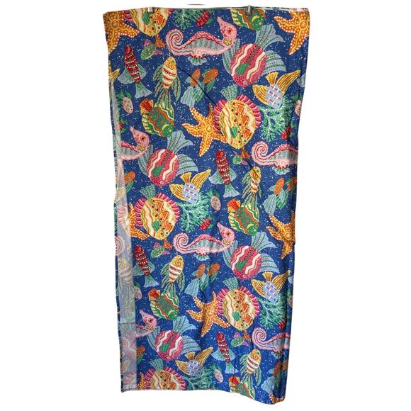 Waverly "Key West" Tablecloth 98" x 52" Fish Sea Underwater Print 100% Cotton - Picture 4 of 11